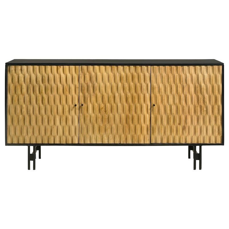 Large Picture of Coaster Furniture Aminah 950383 3-door Wood Accent Cabinet - Natural and Black