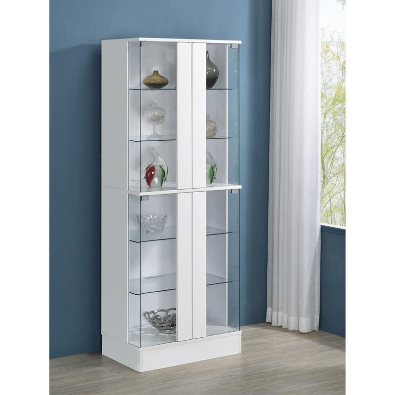 Large Picture of Coaster Furniture Cabra 950397 4-door LED Curio Display Cabinet - White High Gloss