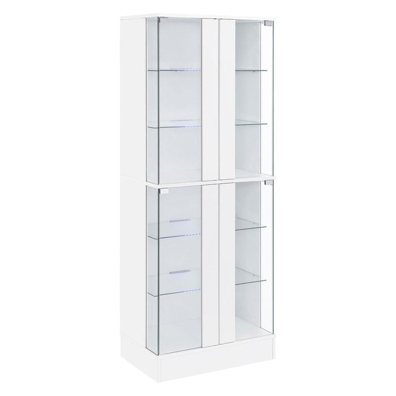 Large Picture of Coaster Furniture Cabra 950397 4-door LED Curio Display Cabinet - White High Gloss