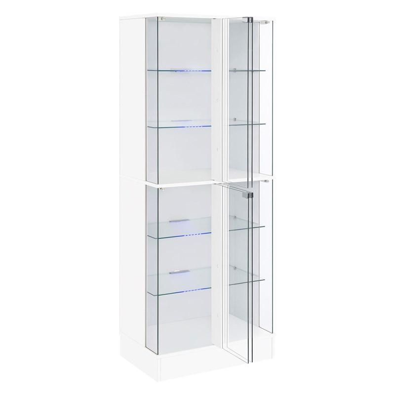 Large Picture of Coaster Furniture Cabra 950397 4-door LED Curio Display Cabinet - White High Gloss