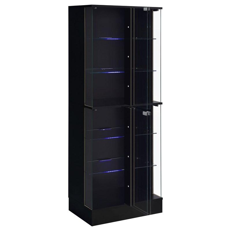 Large Picture of Coaster Furniture Cabra 950398 4-door LED Curio Display Cabinet - Black High Gloss