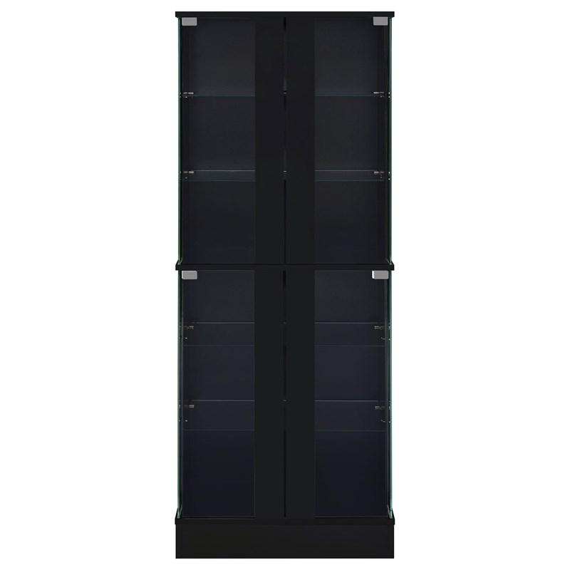Large Picture of Coaster Furniture Cabra 950398 4-door LED Curio Display Cabinet - Black High Gloss