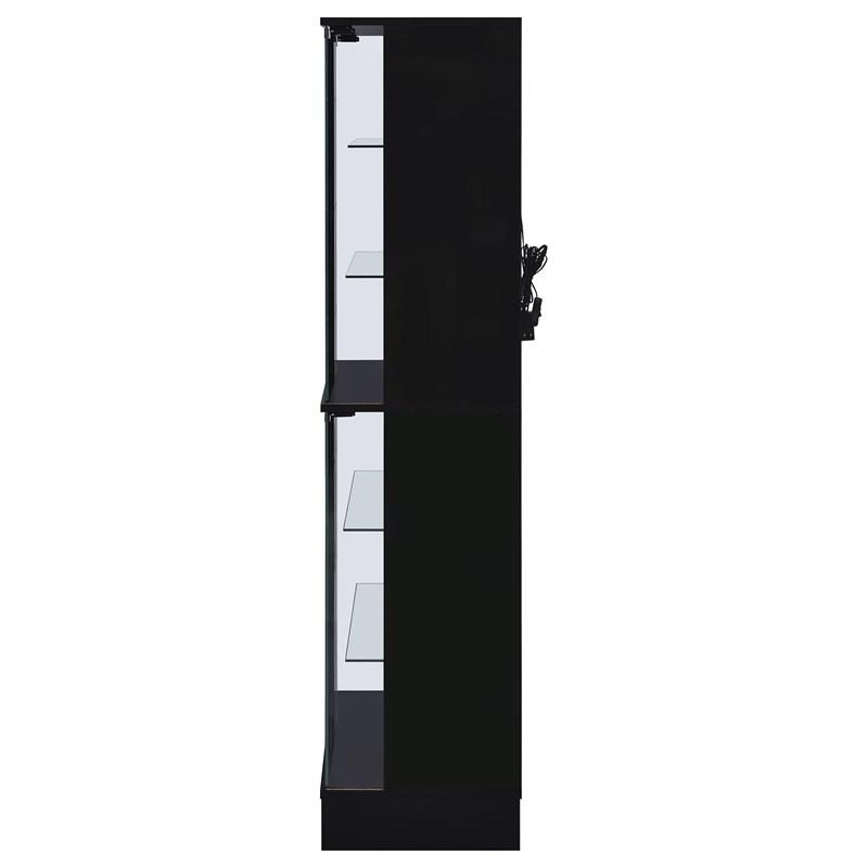 Large Picture of Coaster Furniture Cabra 950398 4-door LED Curio Display Cabinet - Black High Gloss
