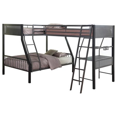 Coaster Furniture Meyers 460391-S2 2-Piece Metal Twin Over Full Bunk Bed Set - Black/Gunmetal