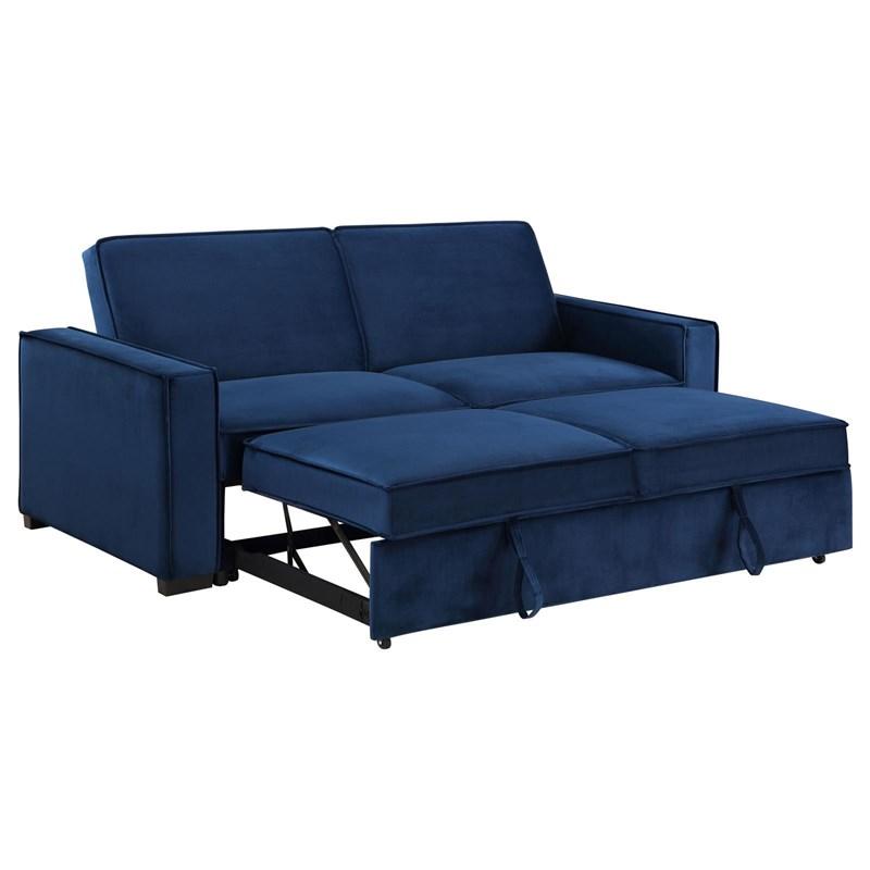 Large Picture of Coaster Furniture Gretchen 360240 Upholstered Convertible Sleeper Sofa Bed - Navy Blue