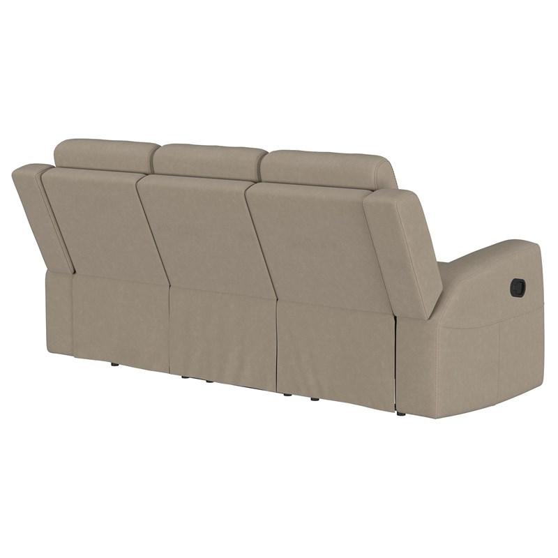 Large Picture of Coaster Furniture Brentwood 610281 Upholstered Motion Reclining Sofa - Taupe