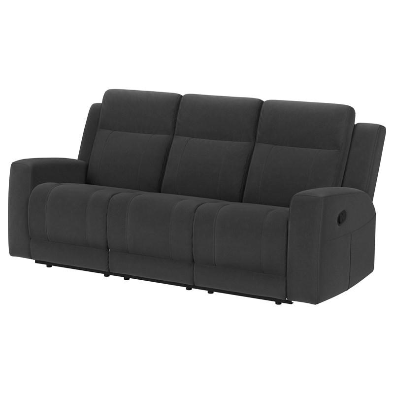 Large Picture of Coaster Furniture Brentwood 610284 Upholstered Motion Reclining Sofa - Dark Charcoal