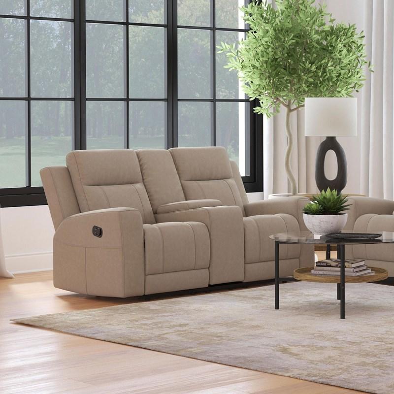 Large Picture of Coaster Furniture Brentwood 610282 Upholstered Motion Reclining Loveseat - Taupe