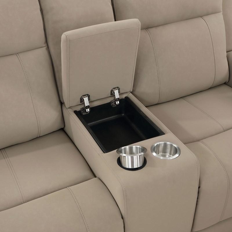 Large Picture of Coaster Furniture Brentwood 610282 Upholstered Motion Reclining Loveseat - Taupe