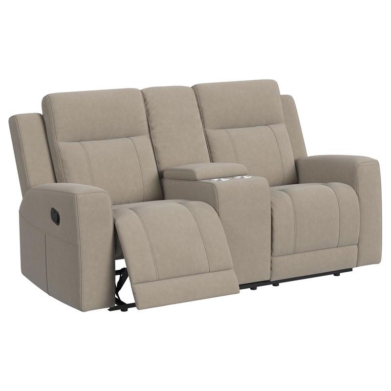 Large Picture of Coaster Furniture Brentwood 610282 Upholstered Motion Reclining Loveseat - Taupe