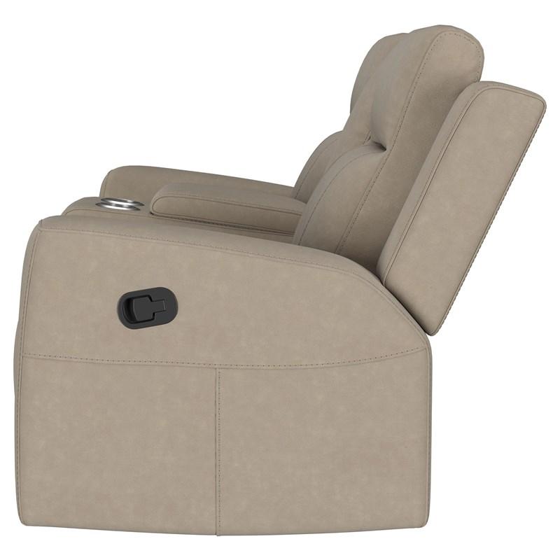 Large Picture of Coaster Furniture Brentwood 610282 Upholstered Motion Reclining Loveseat - Taupe