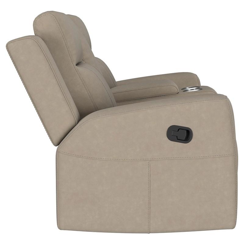Large Picture of Coaster Furniture Brentwood 610282 Upholstered Motion Reclining Loveseat - Taupe