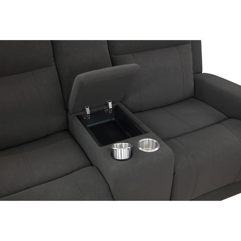 Large Picture of Coaster Furniture Brentwood 610285 Upholstered Reclining Loveseat - Dark Charcoal