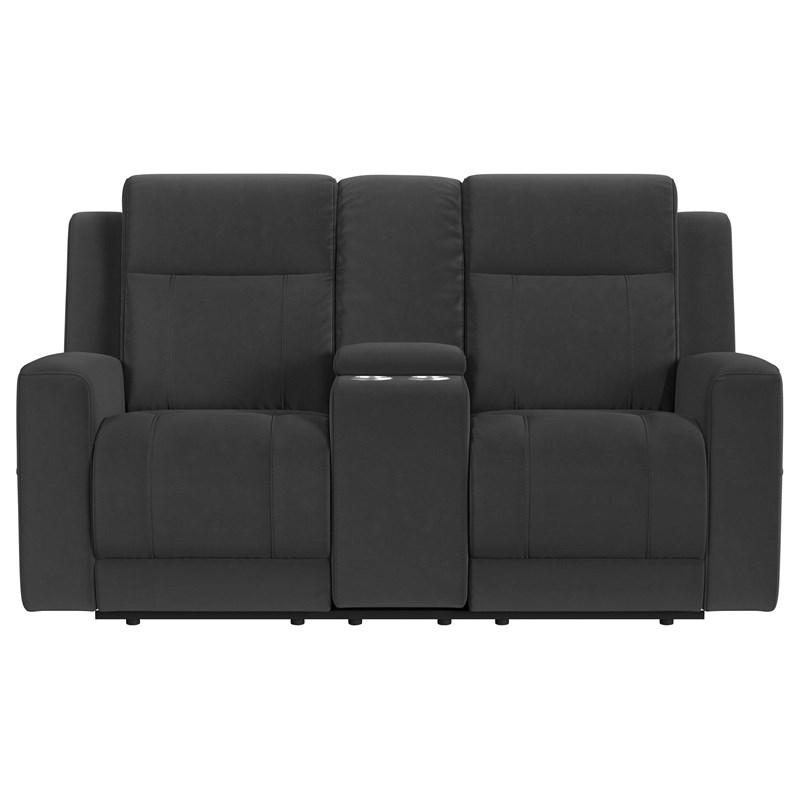 Large Picture of Coaster Furniture Brentwood 610285 Upholstered Reclining Loveseat - Dark Charcoal