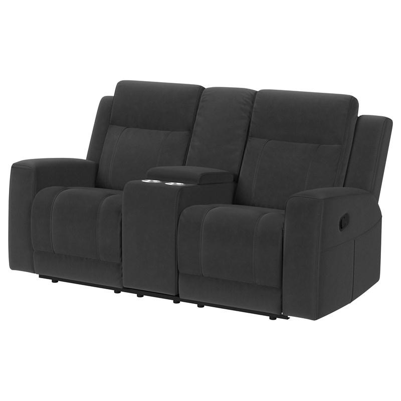 Large Picture of Coaster Furniture Brentwood 610285 Upholstered Reclining Loveseat - Dark Charcoal
