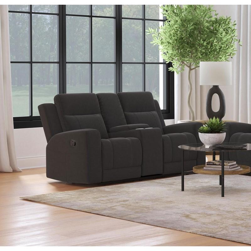 Large Picture of Coaster Furniture Brentwood 610285 Upholstered Reclining Loveseat - Dark Charcoal