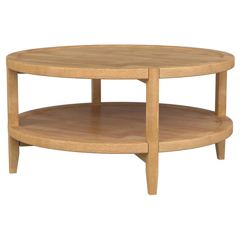 Large Picture of Coaster Furniture Camillo 709698 Round Solid Wood Coffee Table - Maple Brown