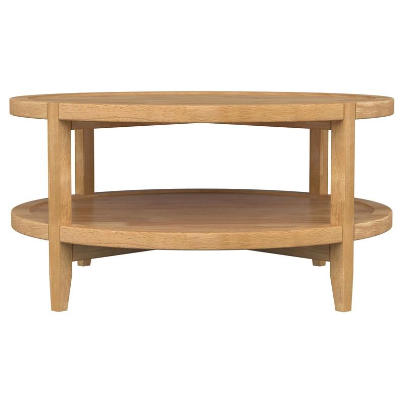 Large Picture of Coaster Furniture Camillo 709698 Round Solid Wood Coffee Table - Maple Brown
