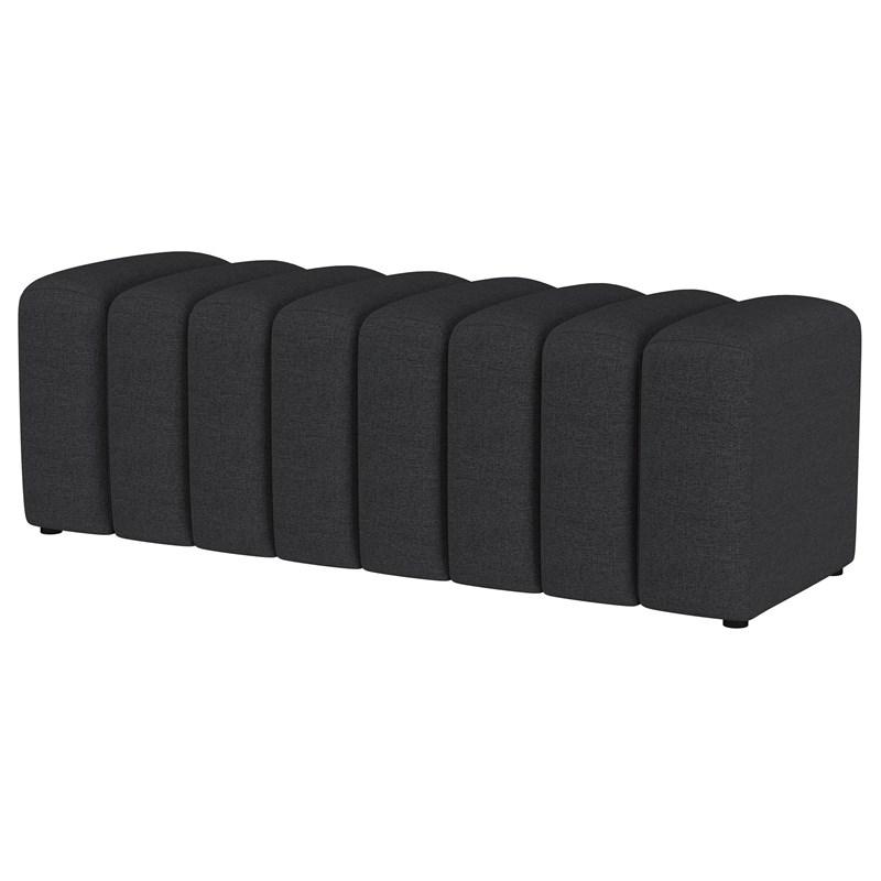 Large Picture of Coaster Furniture Summer 910294 Fabric Upholstered Tufted Accent Bench - Charcoal