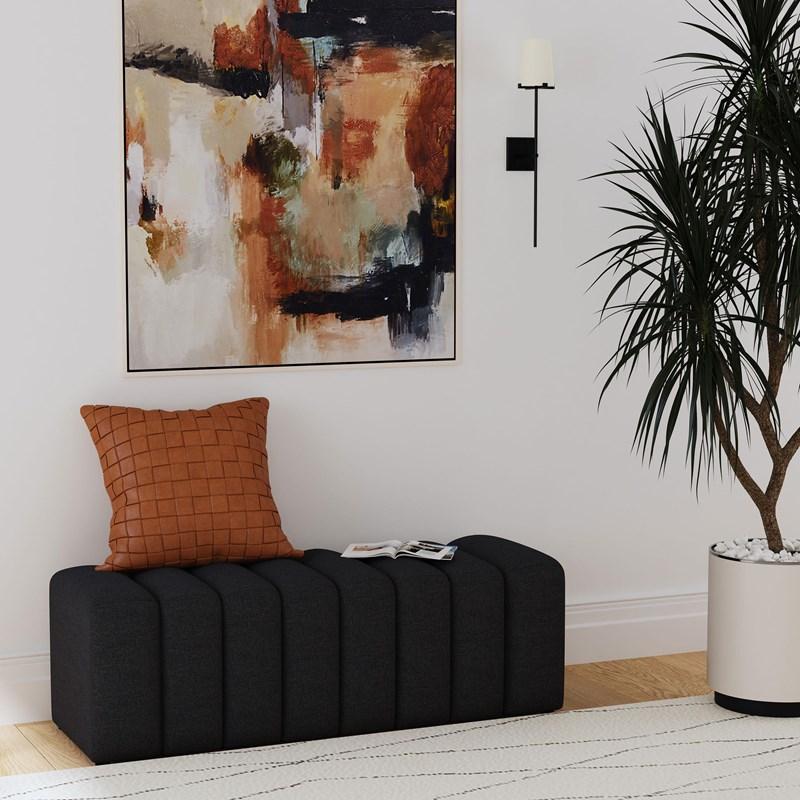 Large Picture of Coaster Furniture Summer 910294 Fabric Upholstered Tufted Accent Bench - Charcoal