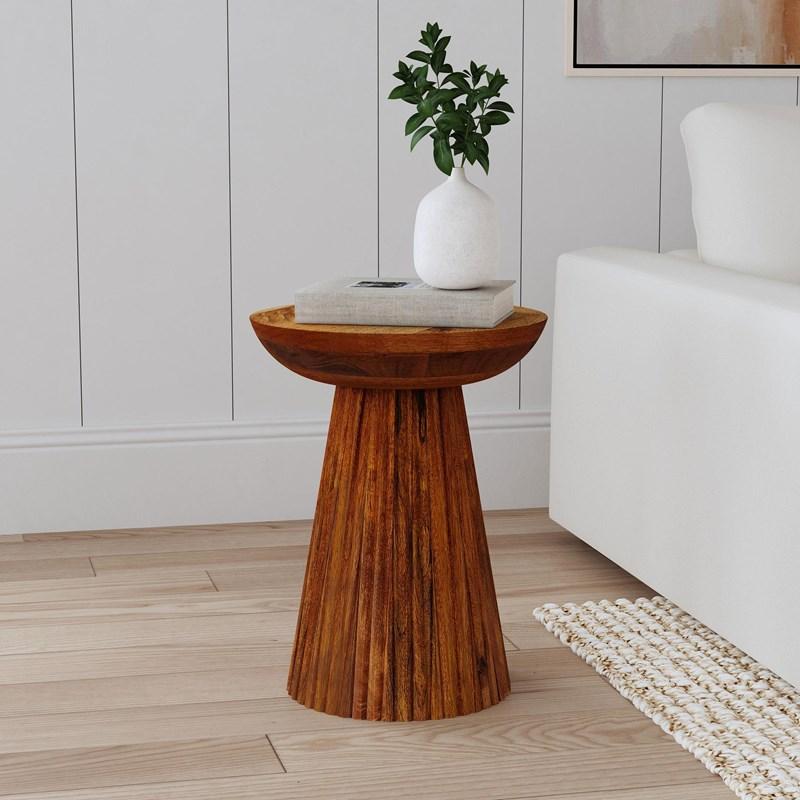Large Picture of Coaster Furniture Aureo 931155 Round Solid Wood Accent Side Table - Wild Honey
