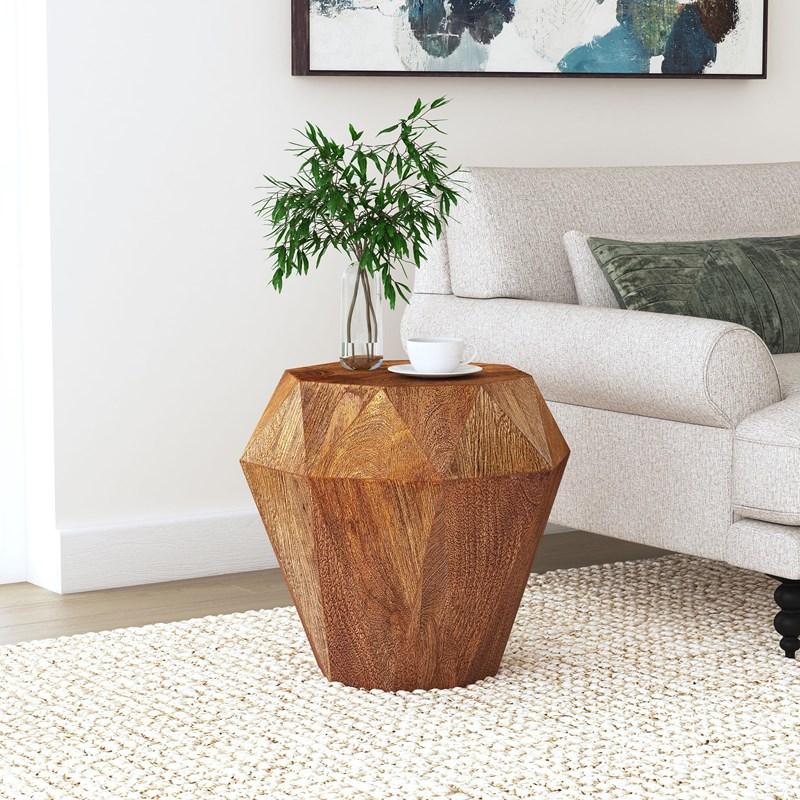 Large Picture of Coaster Furniture Jacinto 931158 Octagonal Solid Mango Wood Side Table - Natural Brown