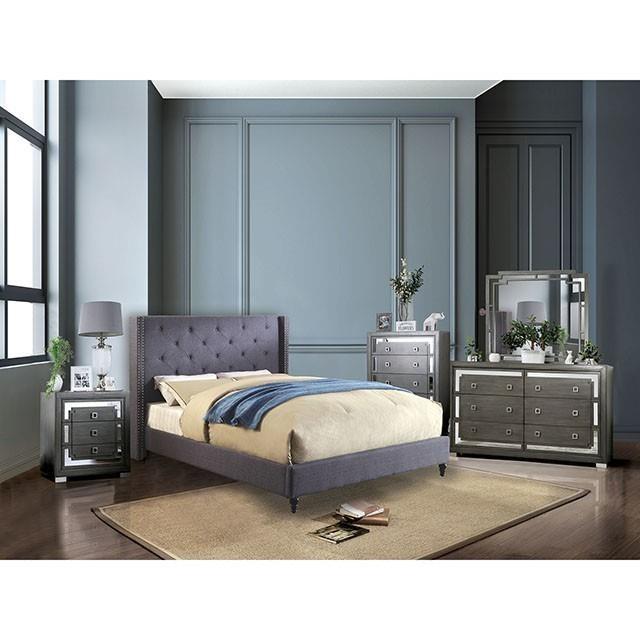 Large Picture of Furniture of America Anabelle CM7677BL-EK-BED-VN King Bed