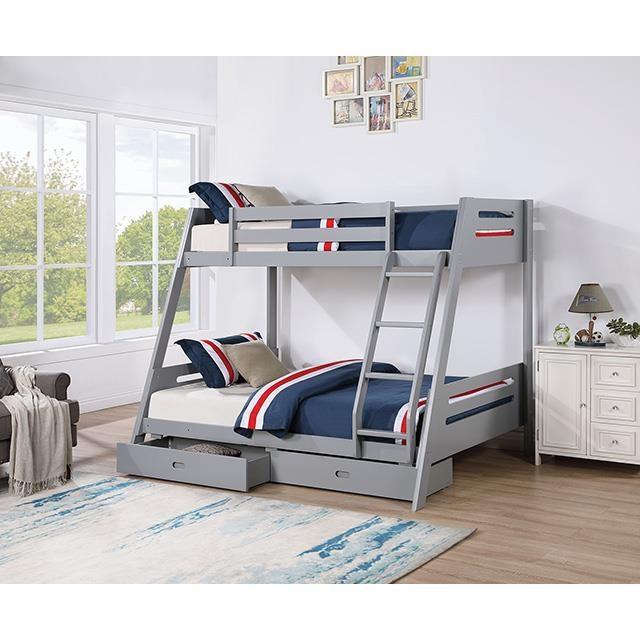 Large Picture of Furniture of America Emilee FM-BK003GY Twin/Full Bunk Bed