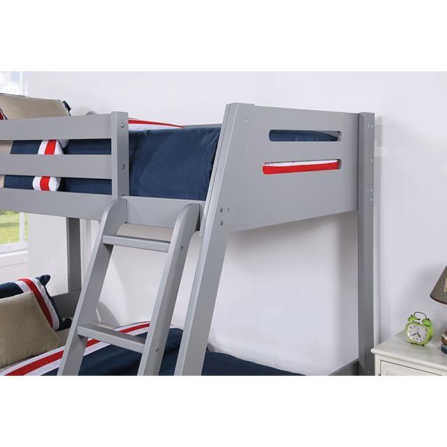 Large Picture of Furniture of America Emilee FM-BK003GY Twin/Full Bunk Bed