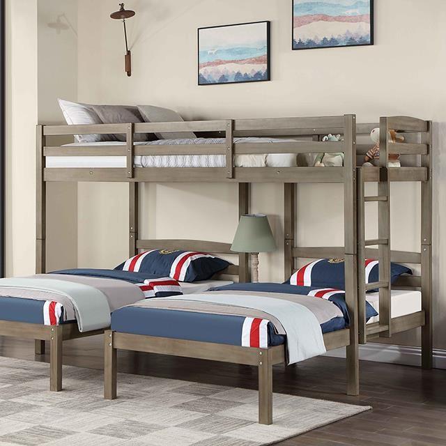 Large Picture of Furniture of America Hortense FOA-BK659GY Triple Twin Bed