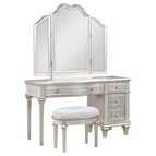 Coaster Furniture Evangeline 223397-SET 4-drawer Vanity Set with Stool - Silver Oak