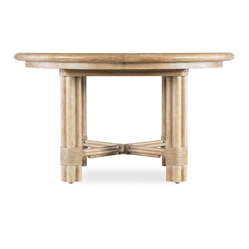 Large Picture of Hooker Furniture 6950-75201-80 Retreat Pole Rattan Round Dining Table with 1-20in Leaf