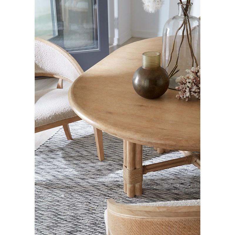 Large Picture of Hooker Furniture 6950-75201-80 Retreat Pole Rattan Round Dining Table with 1-20in Leaf