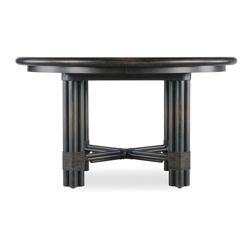 Large Picture of Hooker Furniture 6950-75201-99 Retreat Pole Rattan Round Dining Table with 1-20in Leaf
