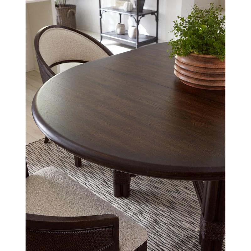 Large Picture of Hooker Furniture 6950-75201-99 Retreat Pole Rattan Round Dining Table with 1-20in Leaf