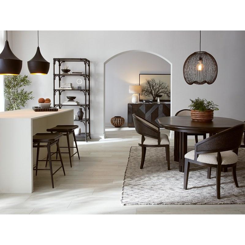 Large Picture of Hooker Furniture 6950-75201-99 Retreat Pole Rattan Round Dining Table with 1-20in Leaf