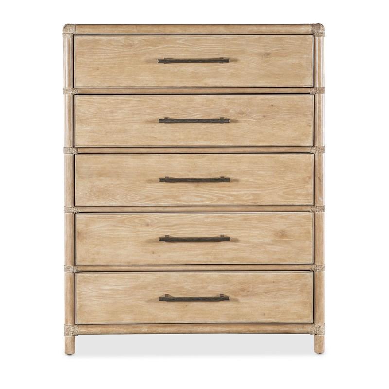 Large Picture of Hooker Furniture 6950-90210-80 Retreat Pole Rattan Five-Drawer Chest