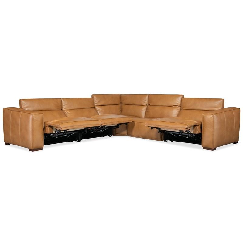 Large Picture of Hooker Furniture SS404-5PC4-080 Fresco 5 Seat Sectional 4-Power Recline & Power Headrest