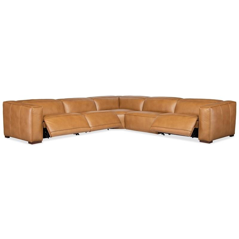 Large Picture of Hooker Furniture SS404-5PC4-080 Fresco 5 Seat Sectional 4-Power Recline & Power Headrest