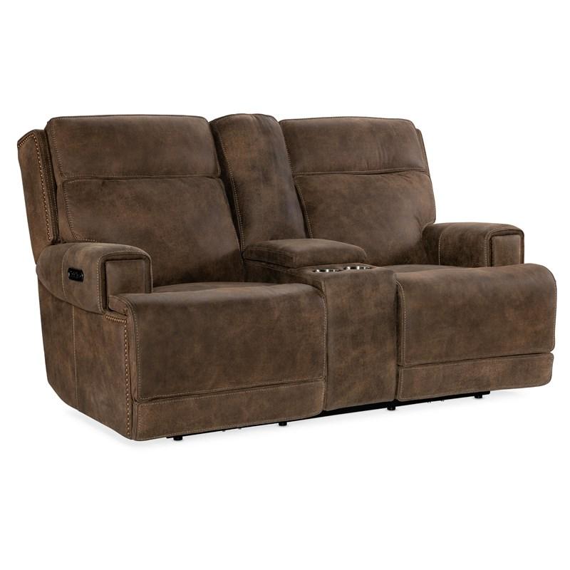 Hooker Furniture SS762-PHZC2-085 Wheeler Console Loveseat with Power Recline & Power Headrest