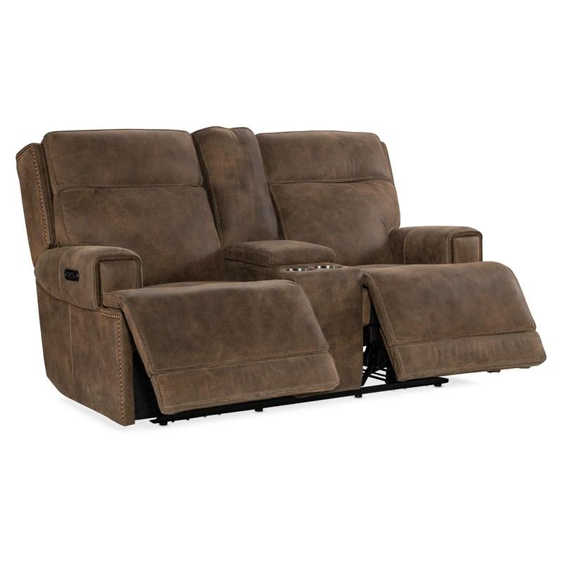 Large Picture of Hooker Furniture SS762-PHZC2-085 Wheeler Console Loveseat with Power Recline & Power Headrest