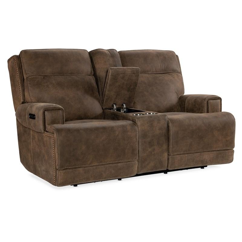 Large Picture of Hooker Furniture SS762-PHZC2-085 Wheeler Console Loveseat with Power Recline & Power Headrest