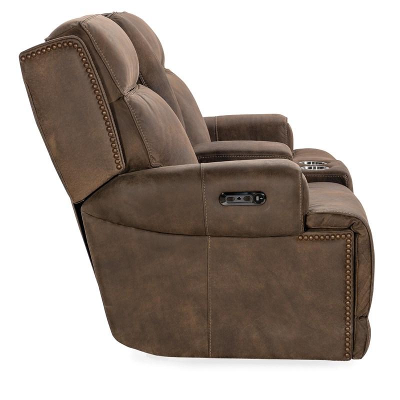 Large Picture of Hooker Furniture SS762-PHZC2-085 Wheeler Console Loveseat with Power Recline & Power Headrest