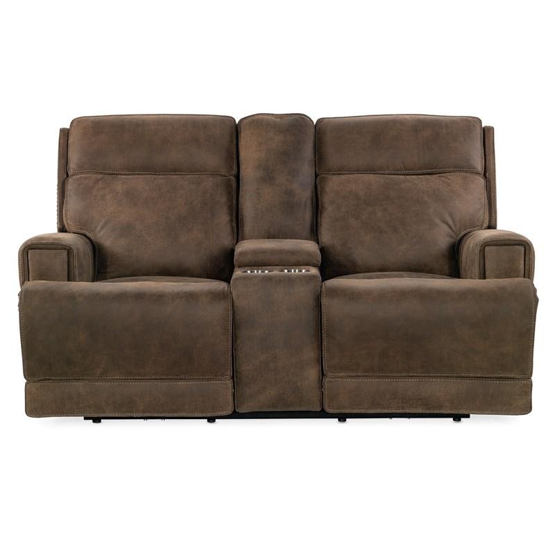 Large Picture of Hooker Furniture SS762-PHZC2-085 Wheeler Console Loveseat with Power Recline & Power Headrest