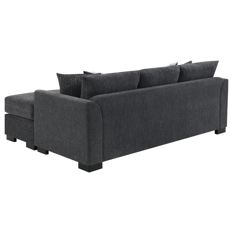 Large Picture of Coaster Furniture Storey 504777 Upholstered Sleeper Sectional Chaise Sofa - Dark Grey