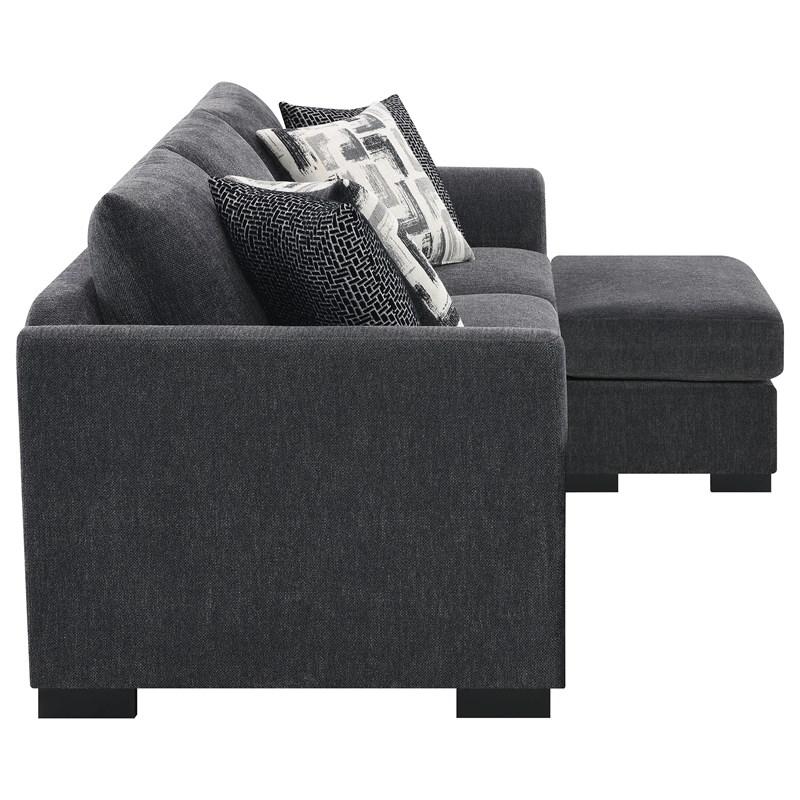 Large Picture of Coaster Furniture Storey 504777 Upholstered Sleeper Sectional Chaise Sofa - Dark Grey