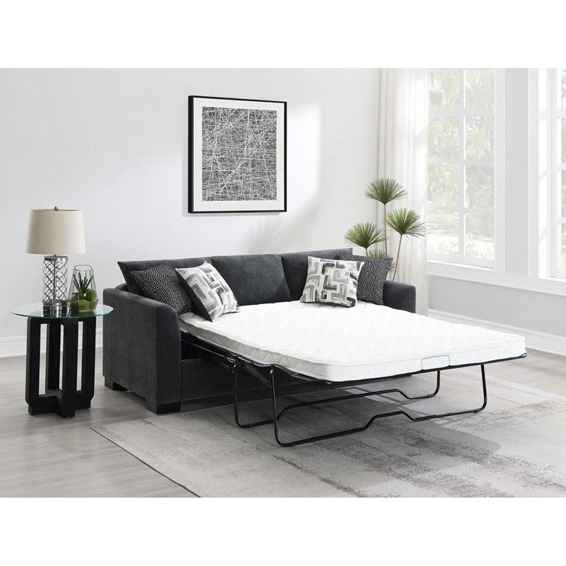 Large Picture of Coaster Furniture Storey 504777 Upholstered Sleeper Sectional Chaise Sofa - Dark Grey