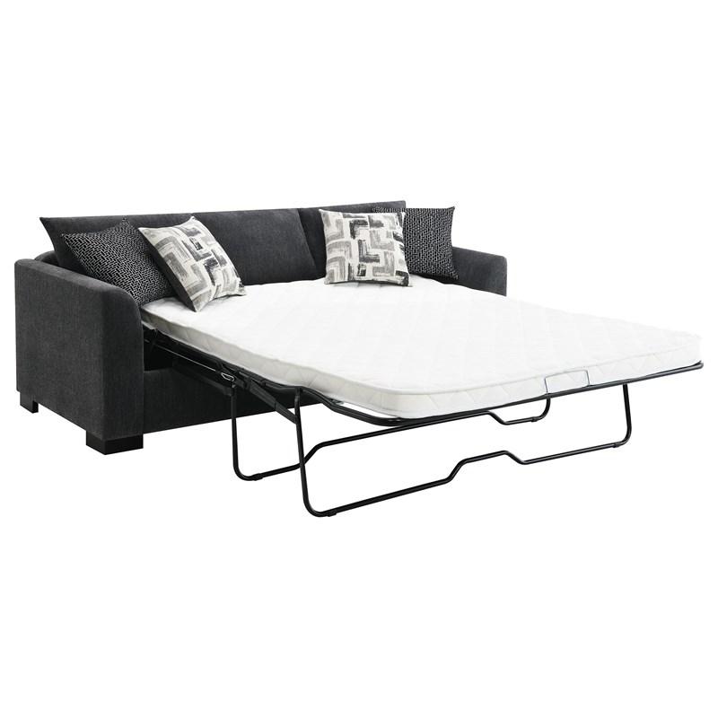 Large Picture of Coaster Furniture Storey 504777 Upholstered Sleeper Sectional Chaise Sofa - Dark Grey
