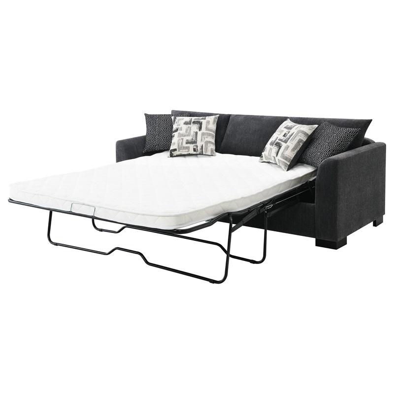 Large Picture of Coaster Furniture Storey 504777 Upholstered Sleeper Sectional Chaise Sofa - Dark Grey