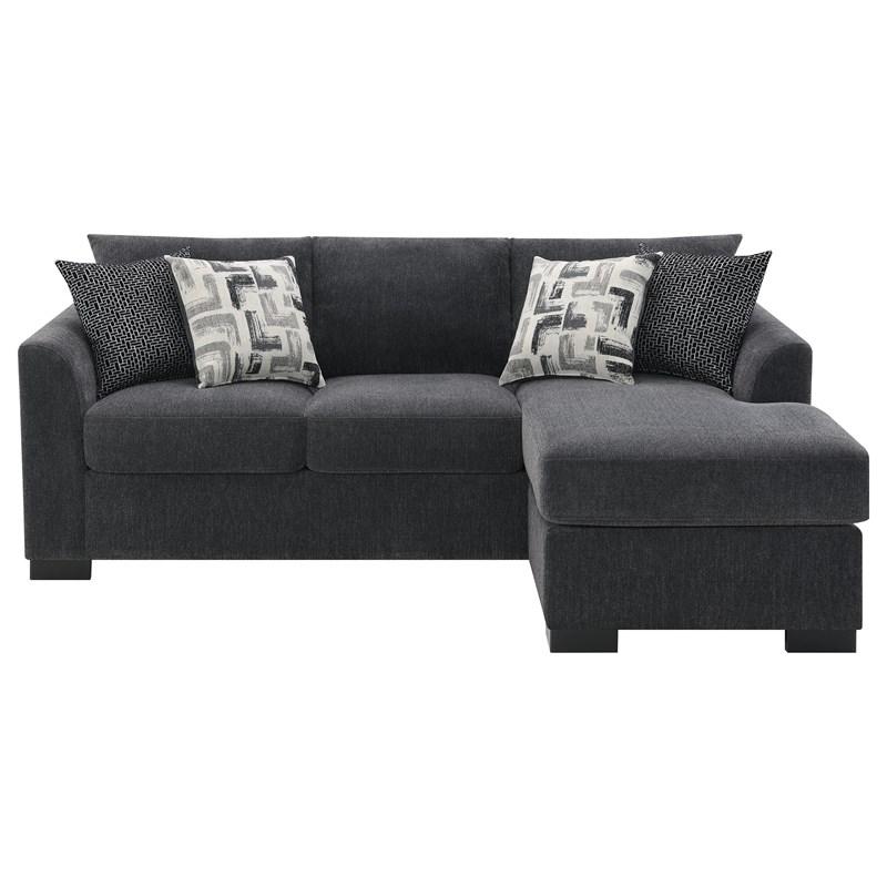 Large Picture of Coaster Furniture Storey 504777 Upholstered Sleeper Sectional Chaise Sofa - Dark Grey